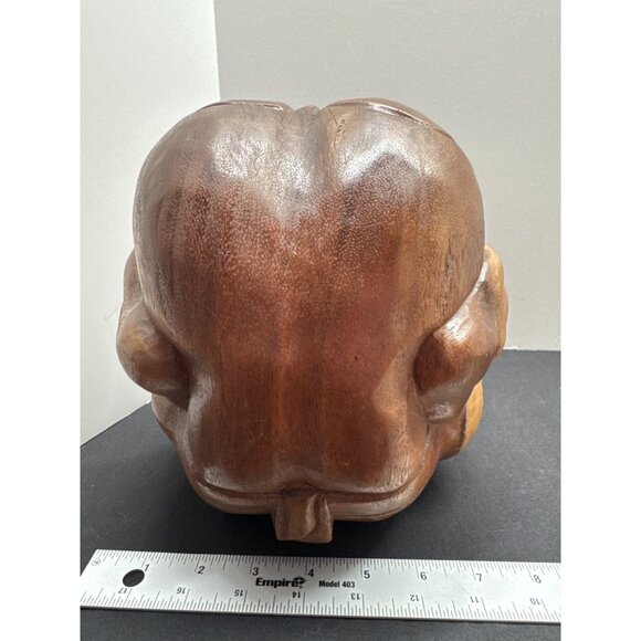 Hand-Carved Smooth Wooden Weeping Crying Buddah 8” Solid Yogi Sculpture Sorrowfu - Picture 5 of 11